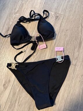 Black Bikini set with Gold Ring Accent